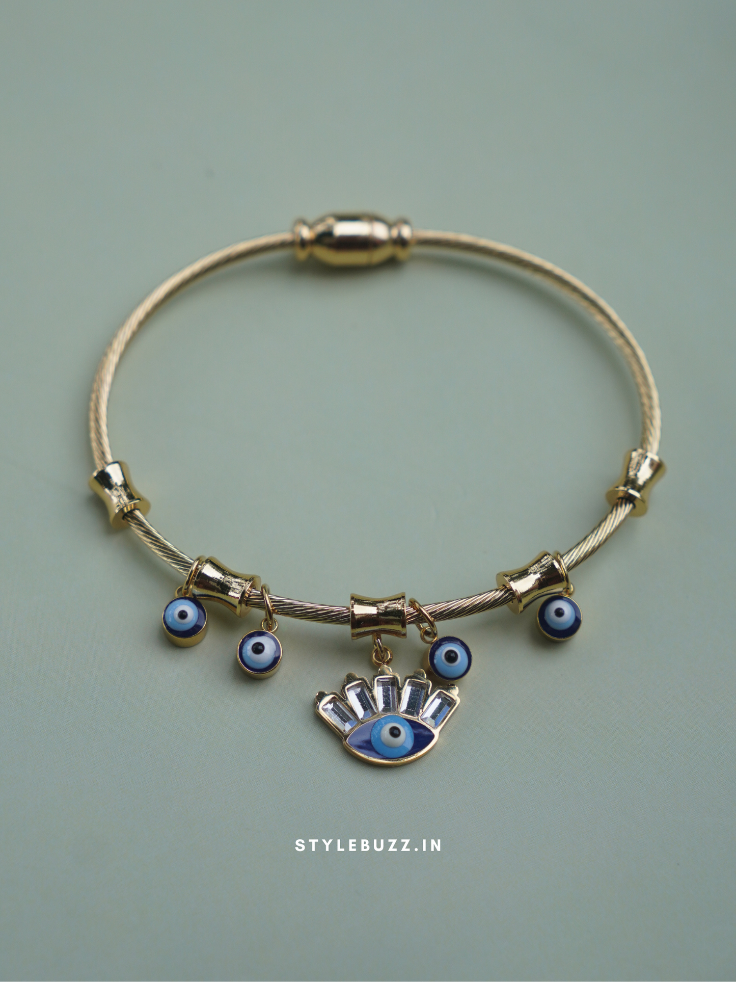Anti tarnish waterproof Evil Eye lock system bracelet