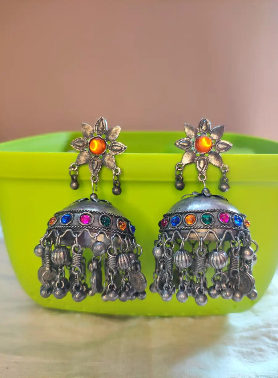 Black Polish Multicolor jhumka,