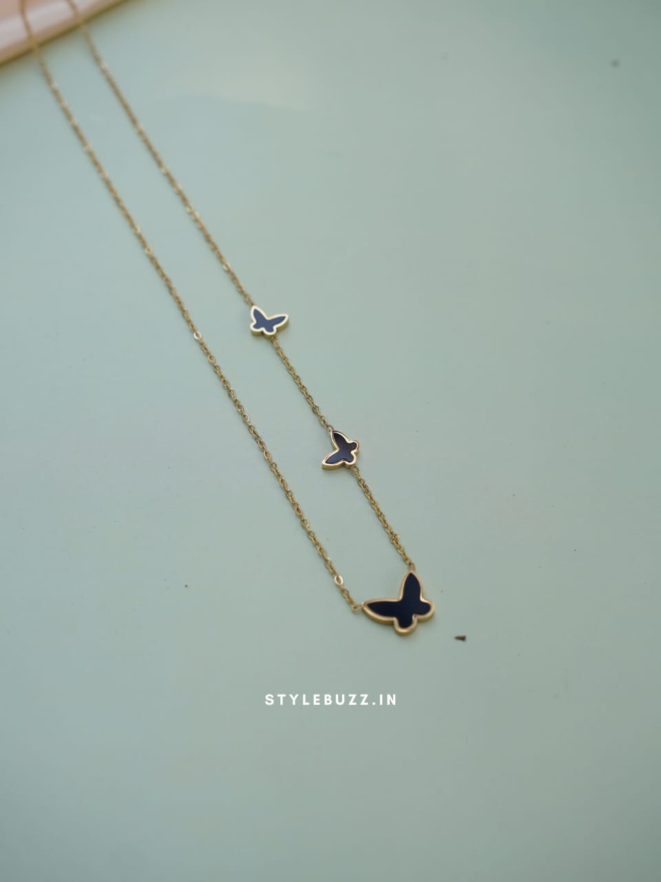 Anti Tarnish Blue Butterfly Designed Elegant Necklace