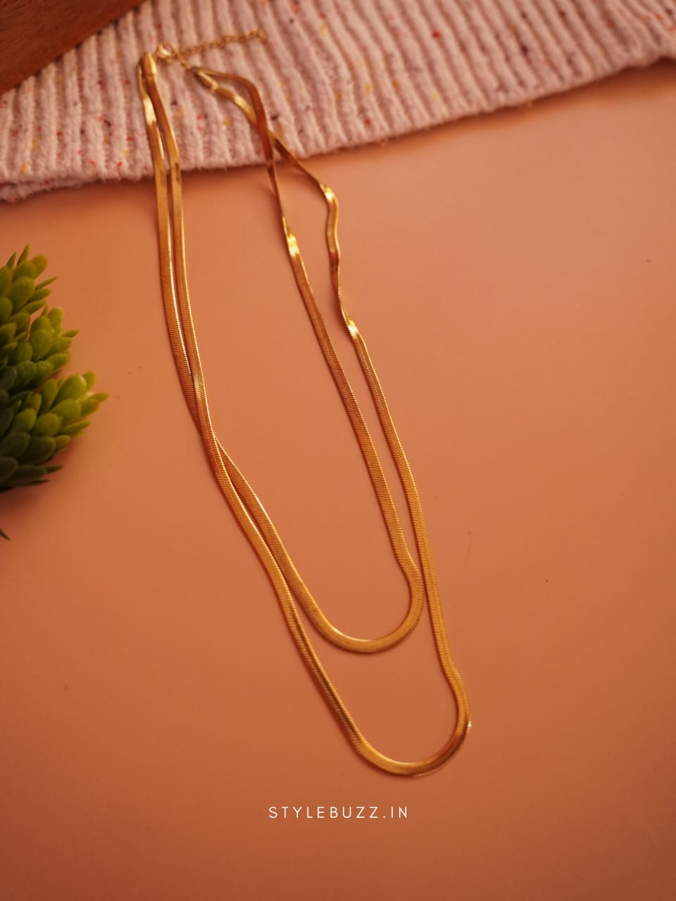 Anti Tarnish Double Layered Snack Chain Necklace