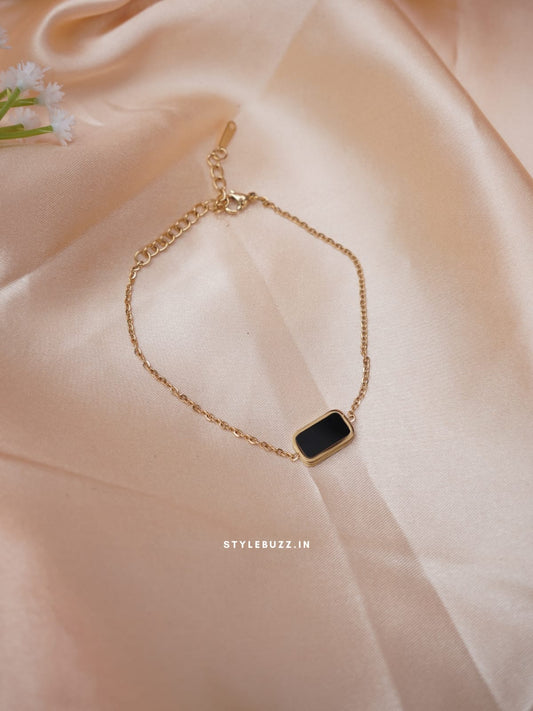 Anti Tarnish Formal Black Stoned Classy Bracelet