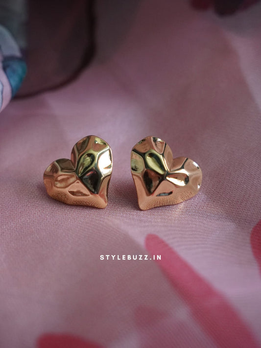 Anti Tarnish Gold Tone Classy Heart Designed Earrings
