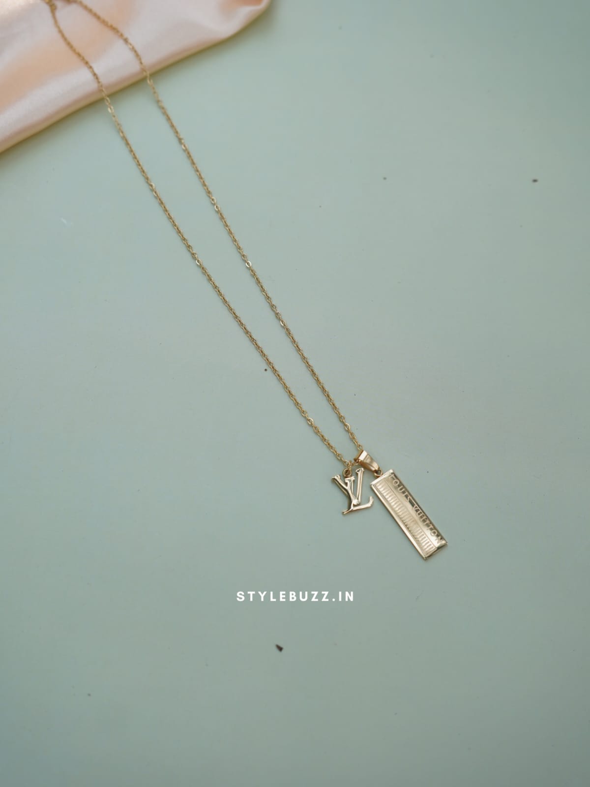 Anti Tarnish Gold Tone 'Lotus Vuition' Designed Necklace