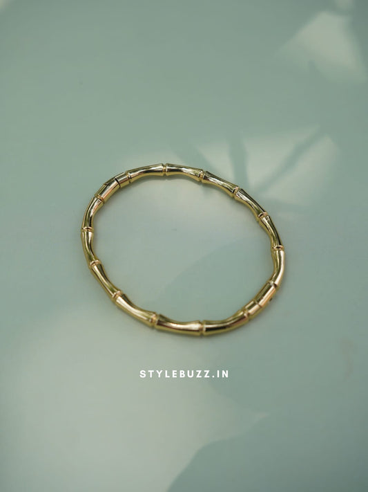 Anti Tarnish Gold Toned Bamboo Designed Fancy Bangle
