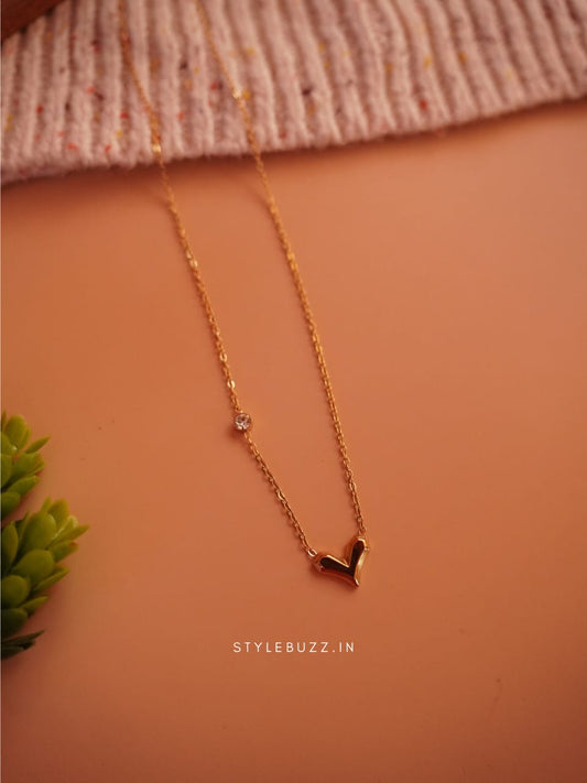 Anti Tarnish Heart Chain Necklace