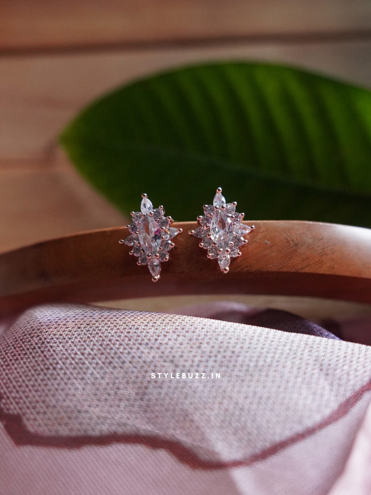 Anti Tarnish Rose Gold Tone Triangular Shaped Earrings