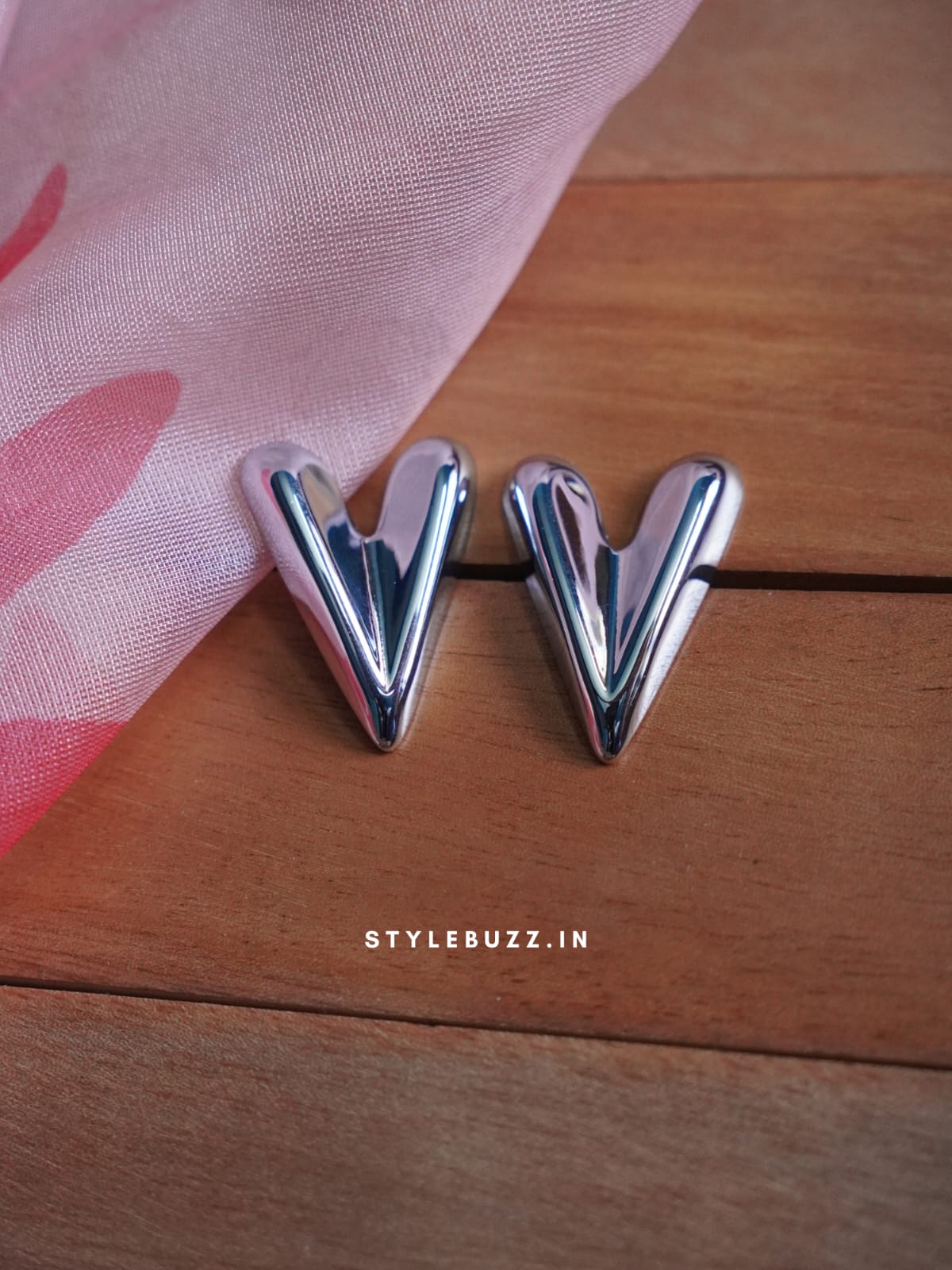Anti Tarnish Silver Tone Heart Shaped Stud
