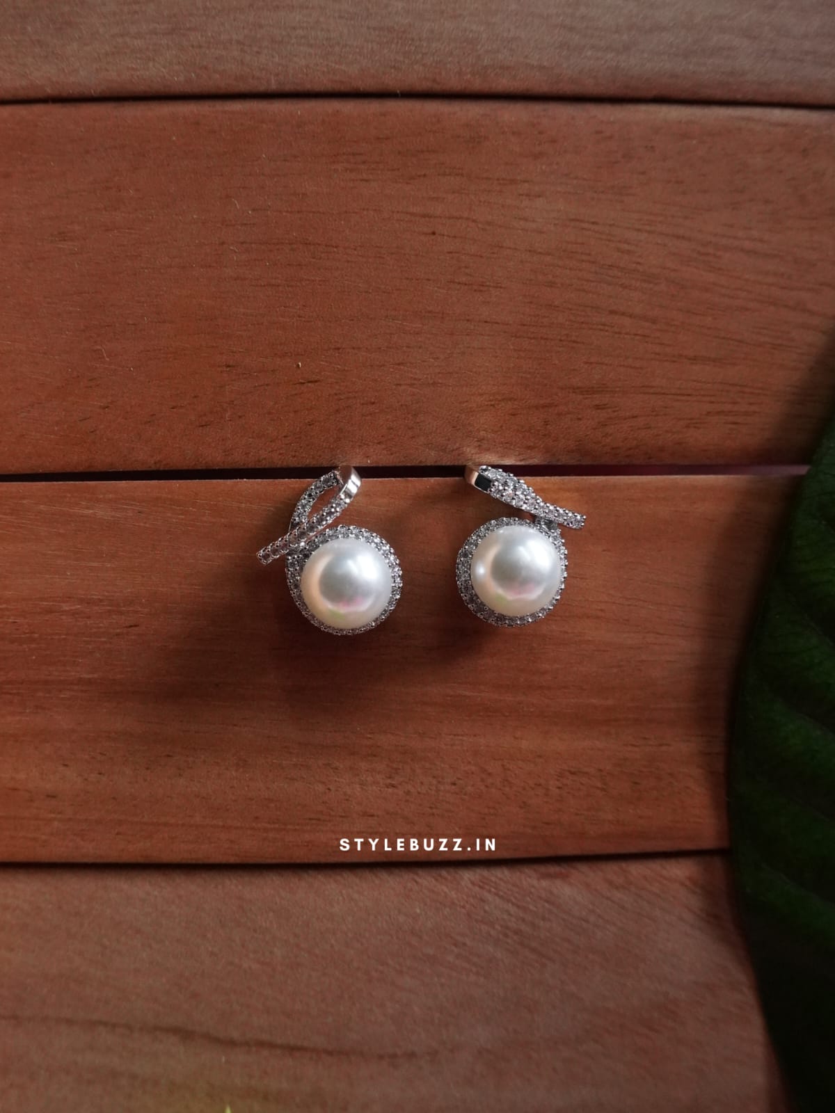 Anti Tarnish Silver Tone Trendy White Pearl Designed Earrings