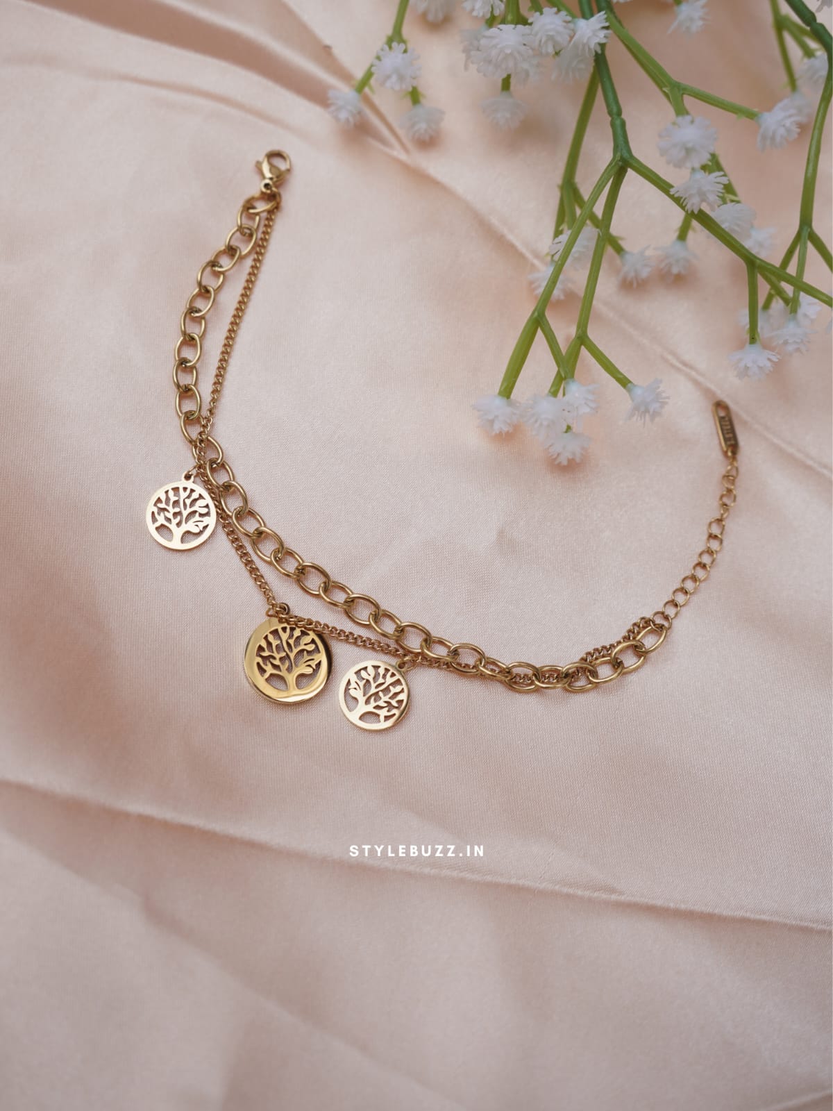Anti Tarnish Tree Charm Designed Fashionable Bracelet