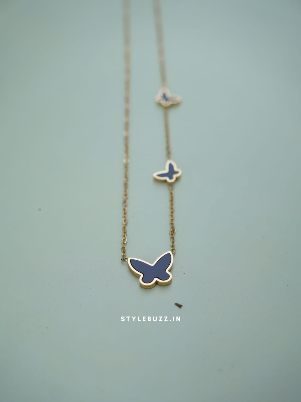 Anti Tarnish Blue Butterfly Designed Elegant Necklace