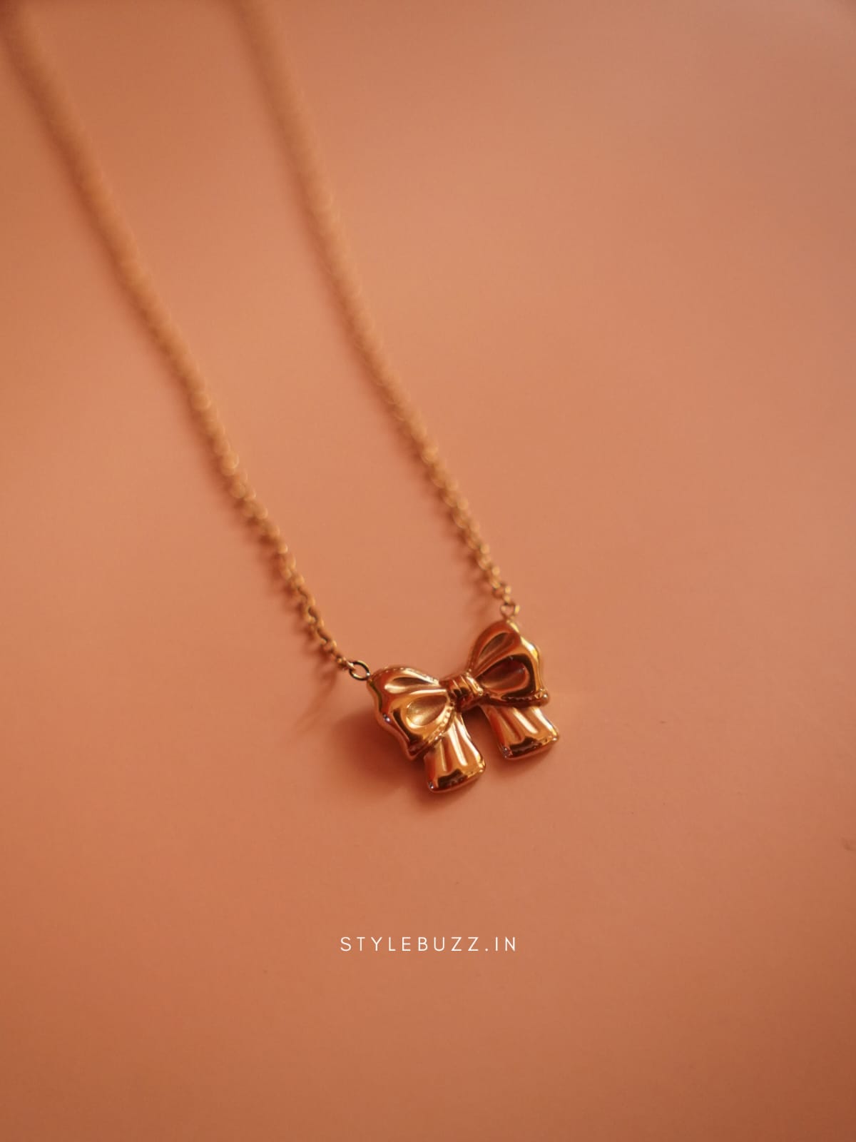 Anti Tarnish Bow Designed Cute Necklace