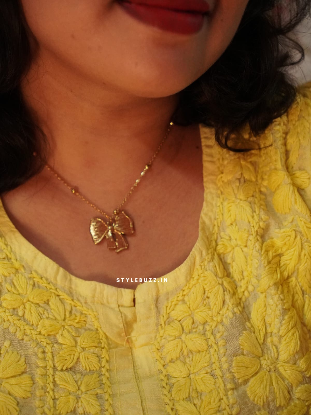Anti Tarnish Bow Designed Stylish Necklace
