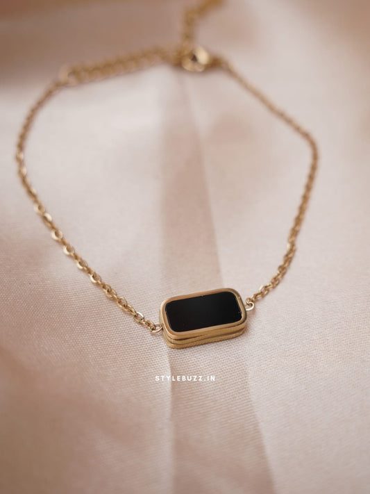 Anti Tarnish Formal Black Stoned Classy Bracelet