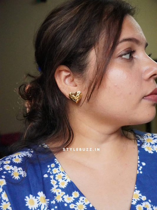 Anti Tarnish Gold Tone Classy Heart Designed Earrings