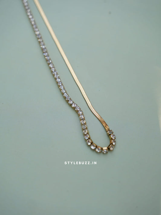 Anti Tarnish Gold Tone Gorgeous Stoned Designed Necklace