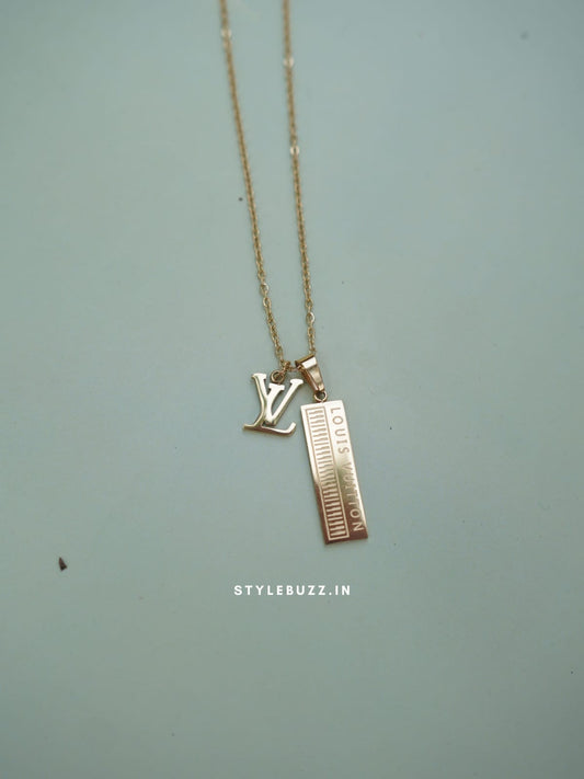 Anti Tarnish Gold Tone 'Lotus Vuition' Designed Necklace