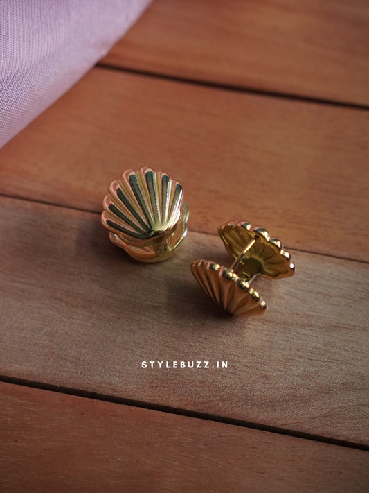 Anti Tarnish Gold Tone Shell Stud Earring