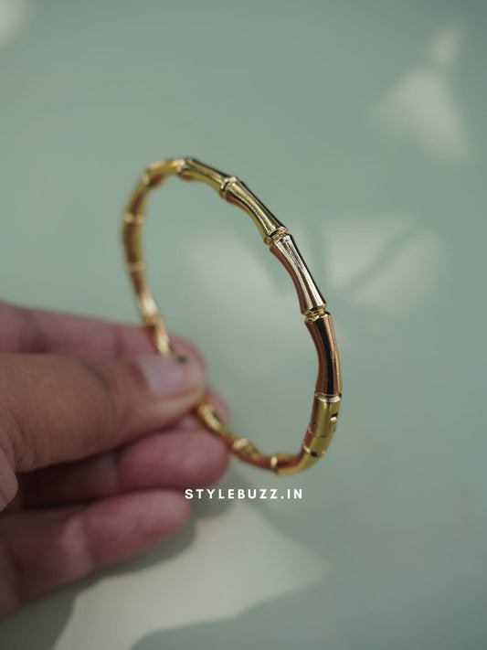 Anti Tarnish Gold Toned Bamboo Designed Fancy Bangle
