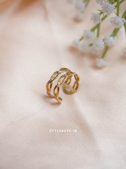 Anti Tarnish Gold Toned Classy Designed Finger Ring For Woman