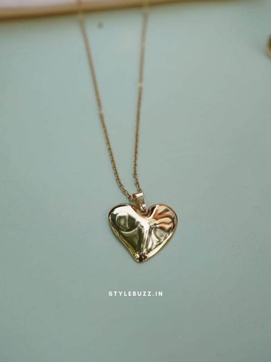 Anti Tarnish Gold Toned Heart Designed Necklace For Women