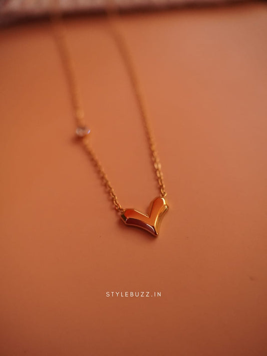 Anti Tarnish Heart Chain Necklace