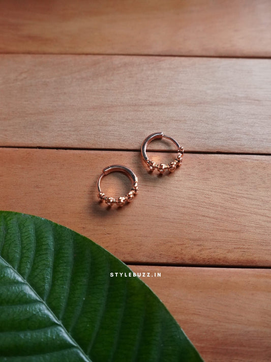 Anti Tarnish Rose Gold Tone Ring Designed Earrings