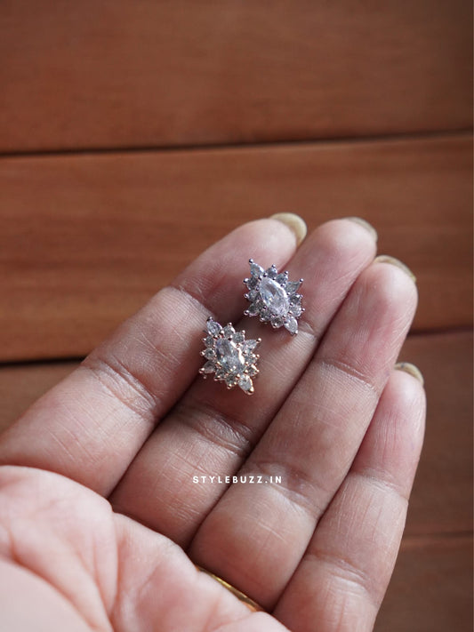 Anti Tarnish Silver Tone Trendy Designed Stud