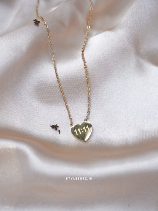 Anti Tarnish Unique 11:11 Designed Love Shaped Necklace