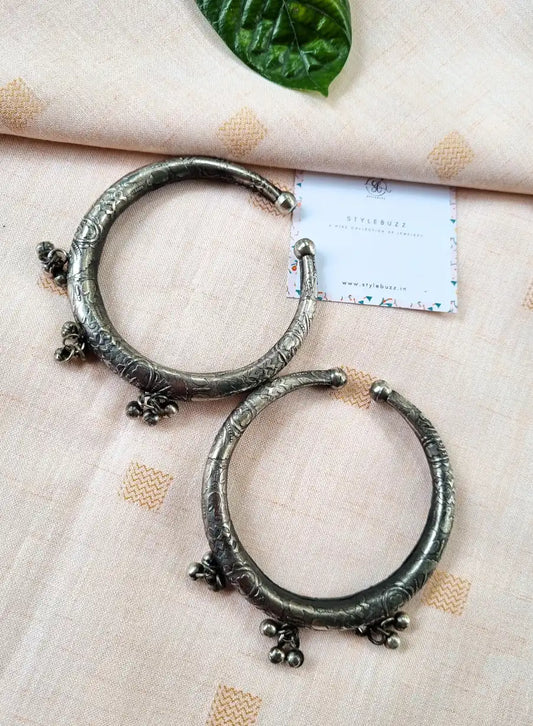 Silver Replica Kada Bangle Pair