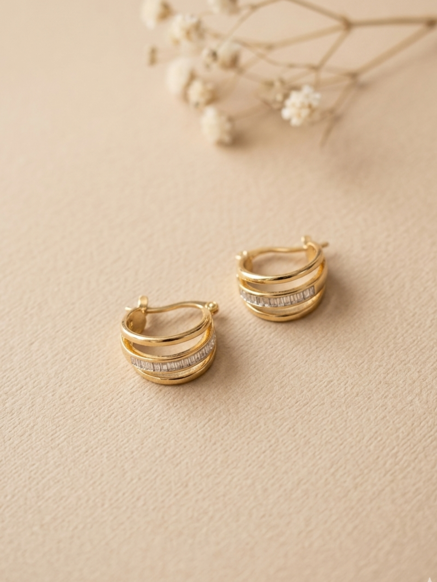 Waterproof daily wear hoops with stones