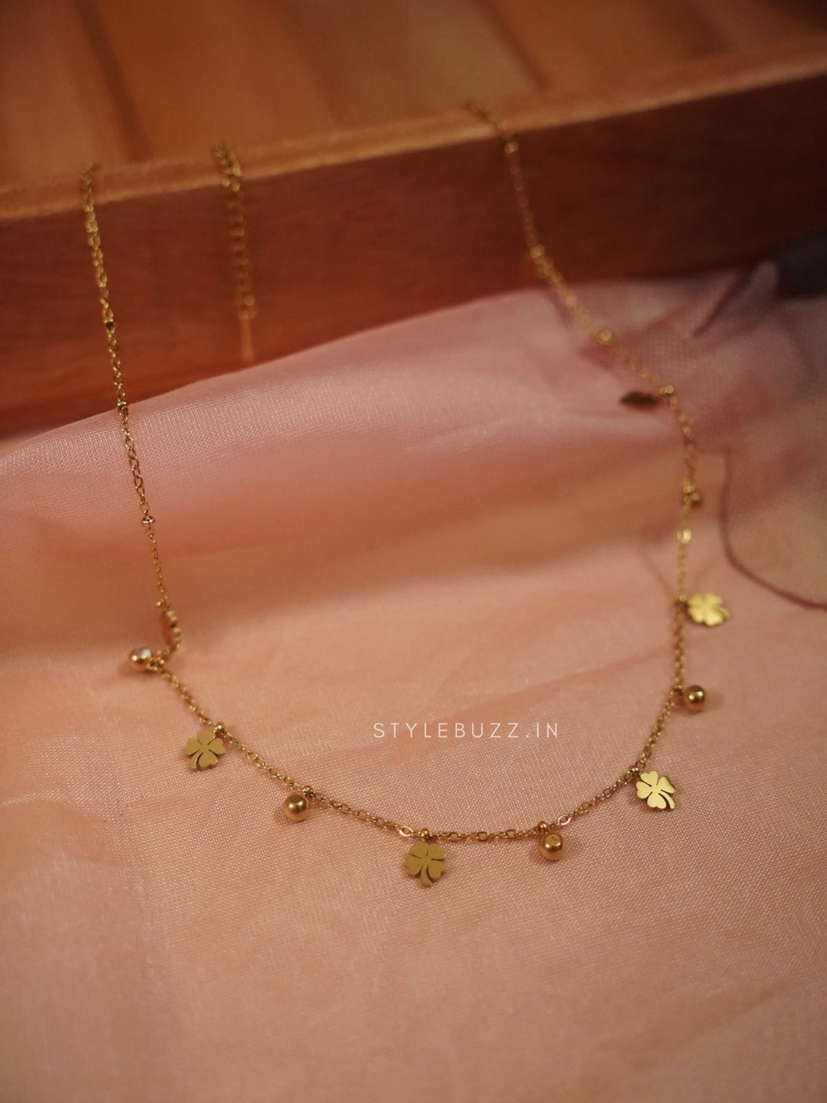 Anti Tarnish Flower And Ball Designed Adjustable Necklace