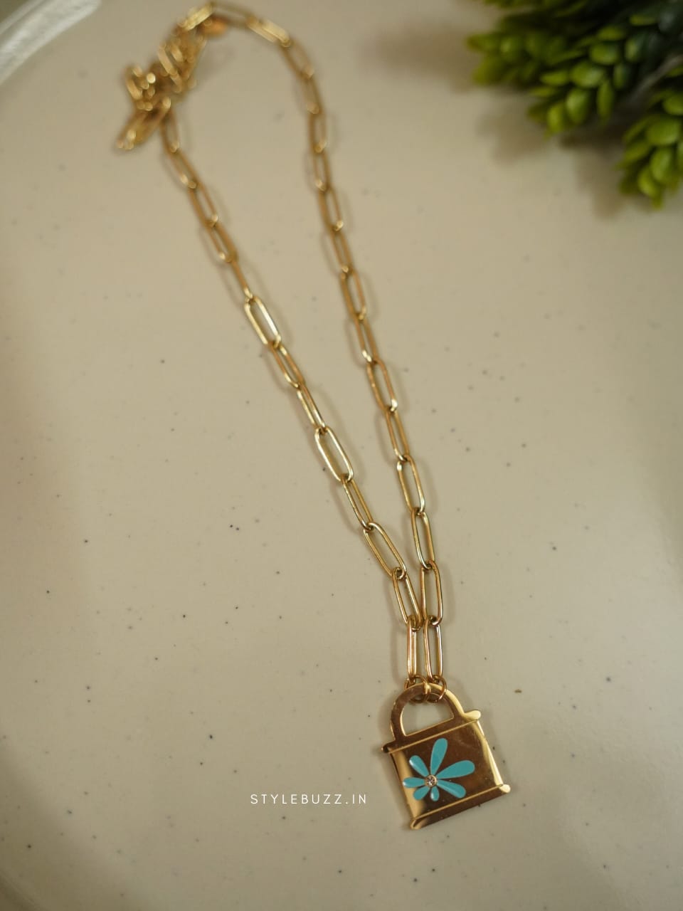 Anti Tarnish Gold Toned Baggy Necklace