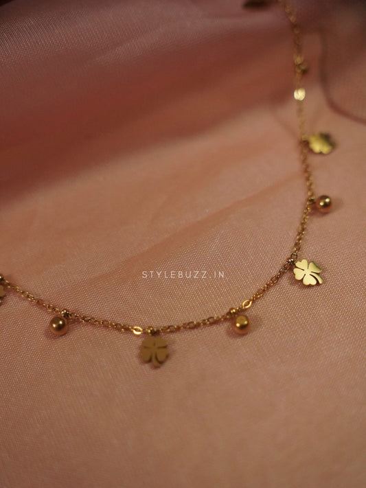 Anti Tarnish Flower And Ball Designed Adjustable  Necklace