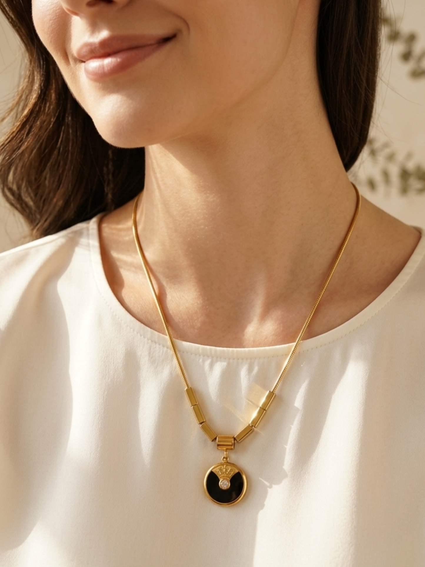waterproof necklace with a black pendant