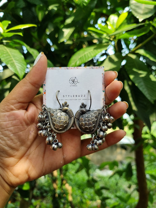 Fancy Peacock Replica Earrings with Ghungroo