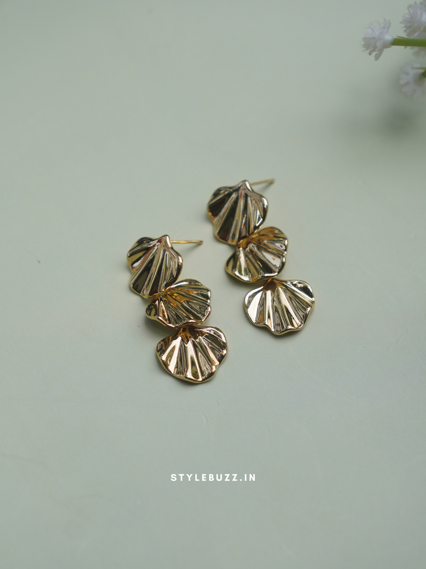 Anti tarnish waterproof three layered earrings