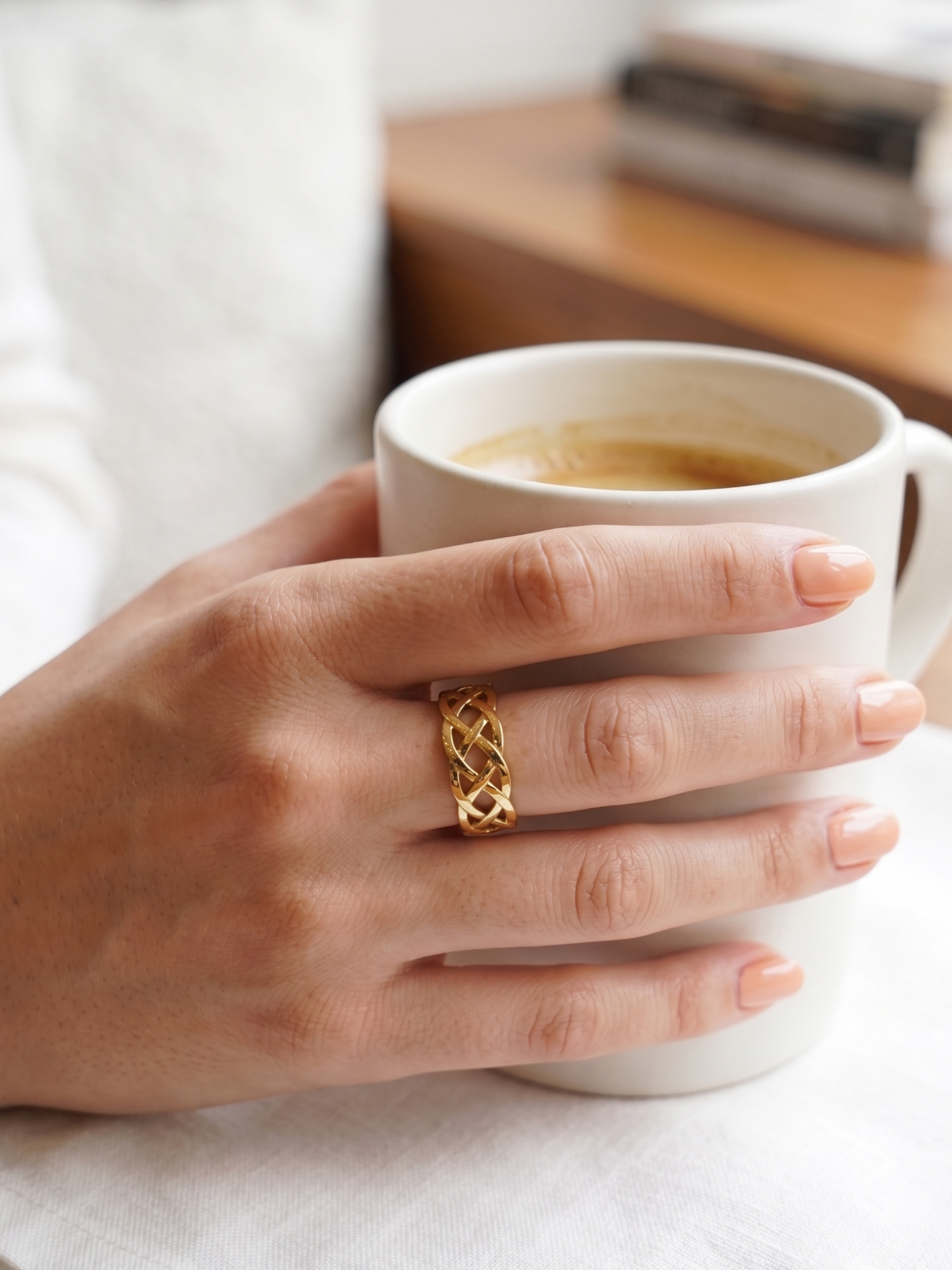 Anti Tarnish Gold Toned Imperial Circle Finger Ring