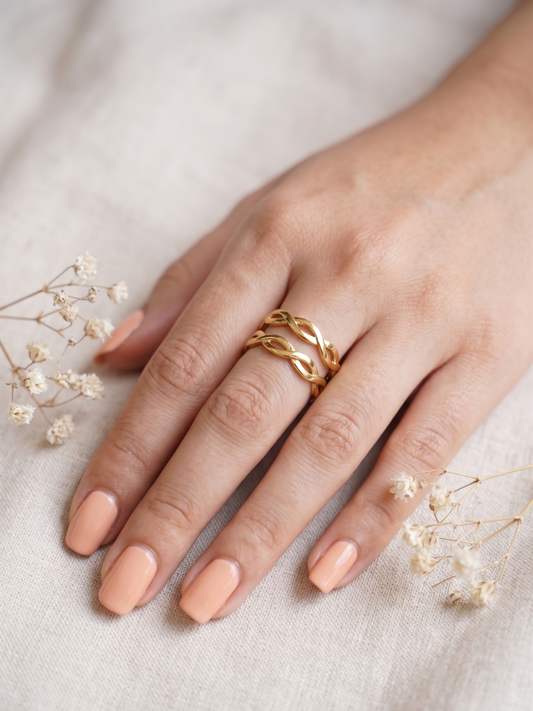 Anti Tarnish Gold Toned Classy Designed Finger Ring For Woman