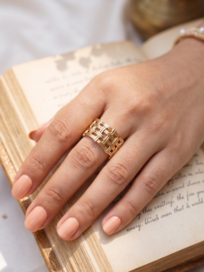 Anti Tarnish Lattice Designed Finger Ring