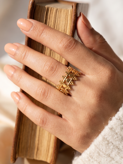 Anti Tarnish Trendy Gold Toned Finger Ring
