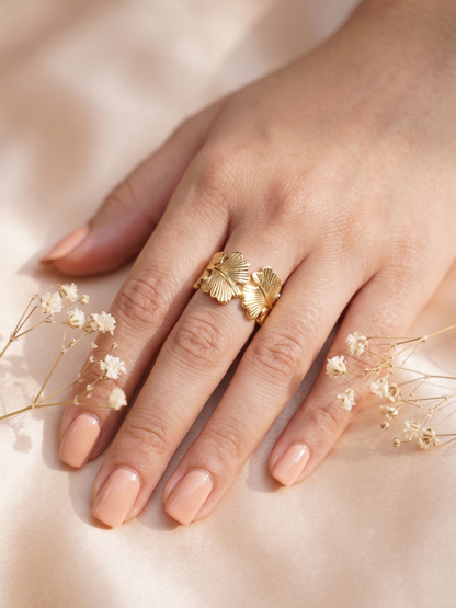 Anti Tarnish Flower Designed Gold Toned Finger Ring