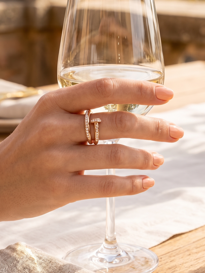 Anti Tarnish Rose Gold Nail Adjustable Finger Ring