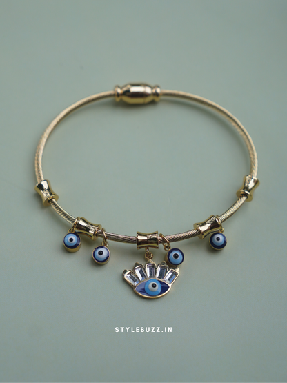 Anti tarnish waterproof Evil Eye lock system bracelet