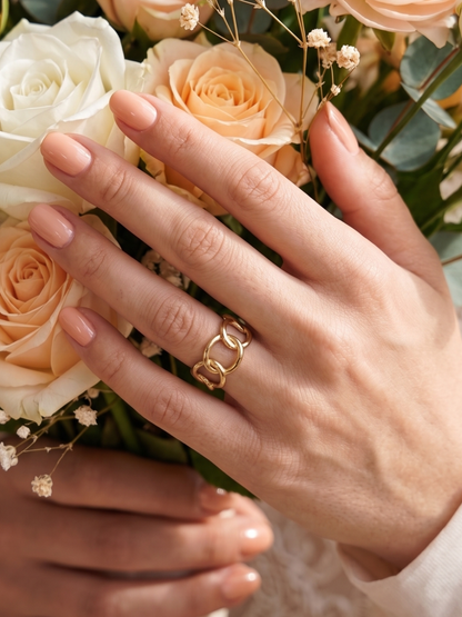 Anti Tarnish Curb Chain Finger Ring