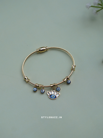 Anti tarnish waterproof Evil Eye lock system bracelet