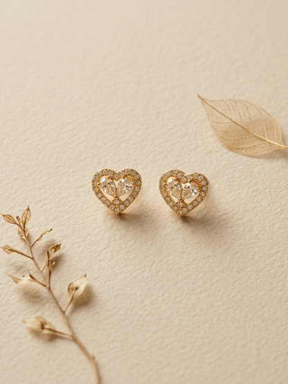 AD stone small heart shaped stud