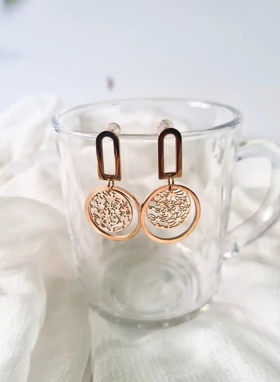 Anti Tarnish Rose Gold Stainless Steel Earrings