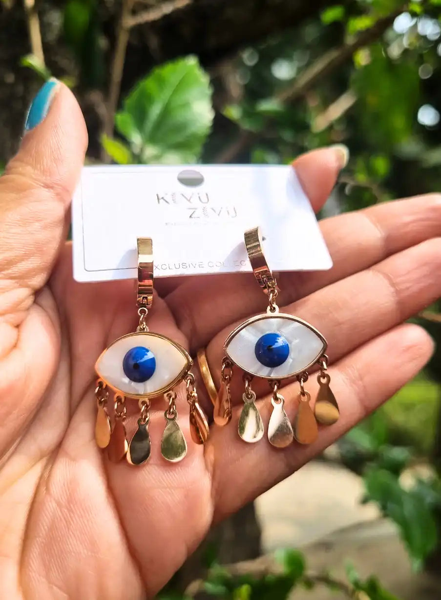 Anti Tarnish Evil Eye Hoop Earrings