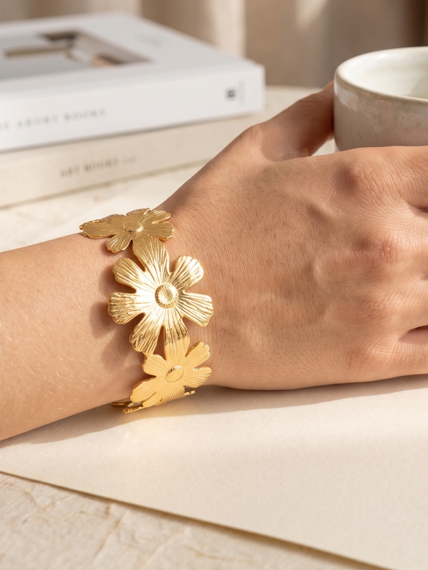 Anti Tarnish Flower Designed Trendy Bangle