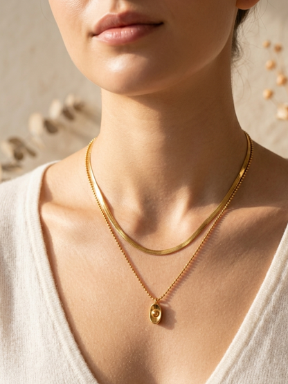 Anti Tarnish Stylish Double Chain Collection With Locket